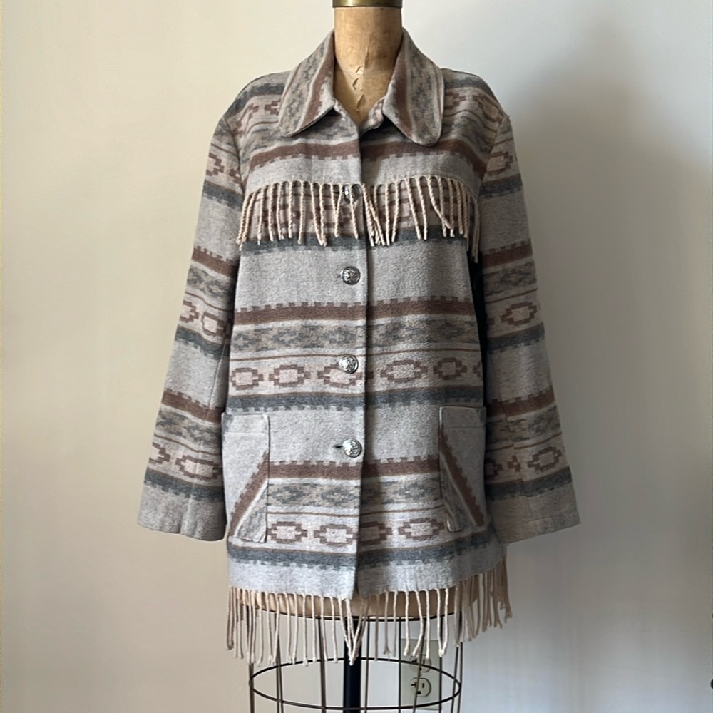 Vintage Indian blanket Chimayo Aztec Southwest Western Navajo coat